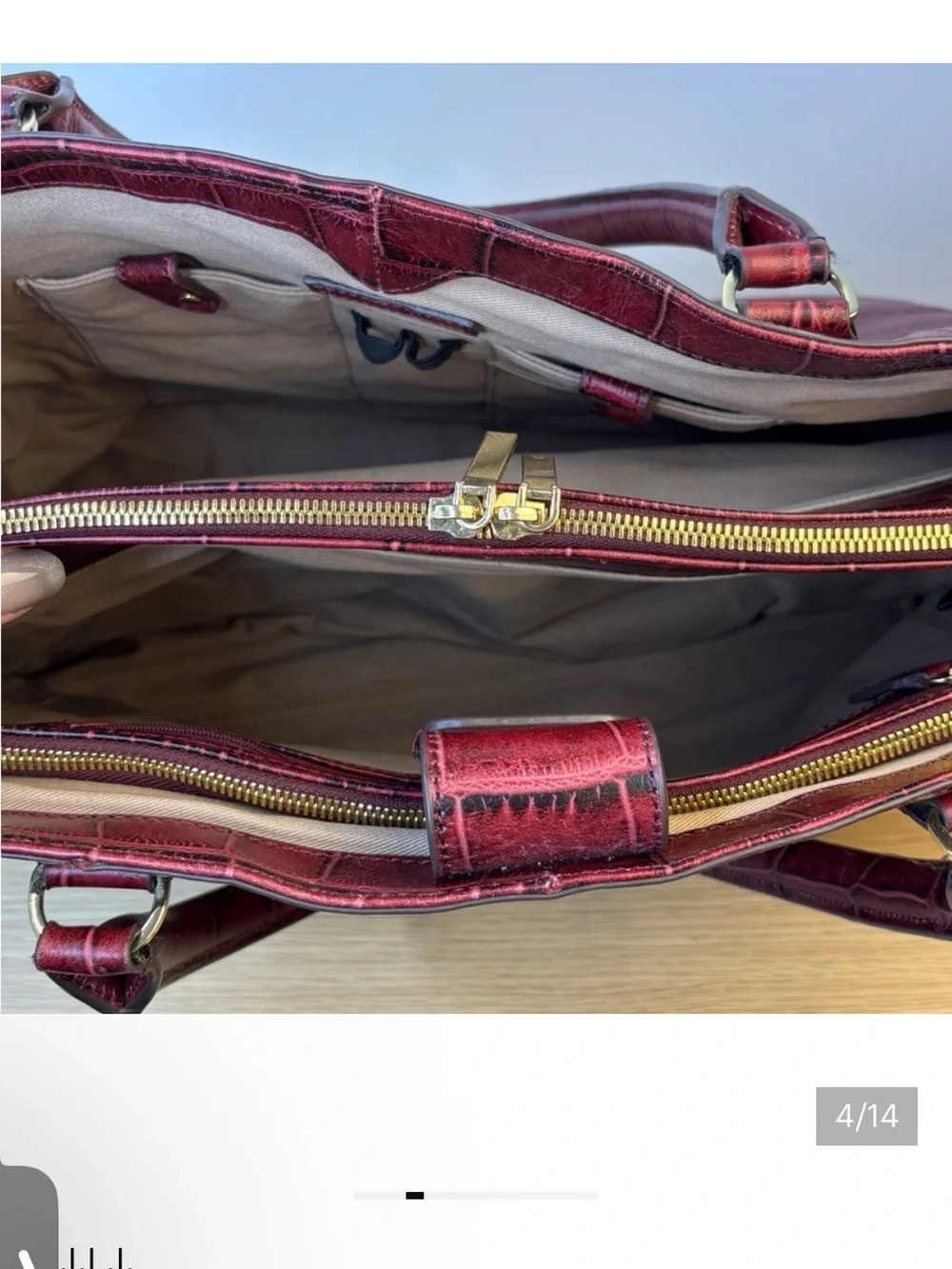 Elegant Burgundy Croc-Embossed Tote Bag - Women